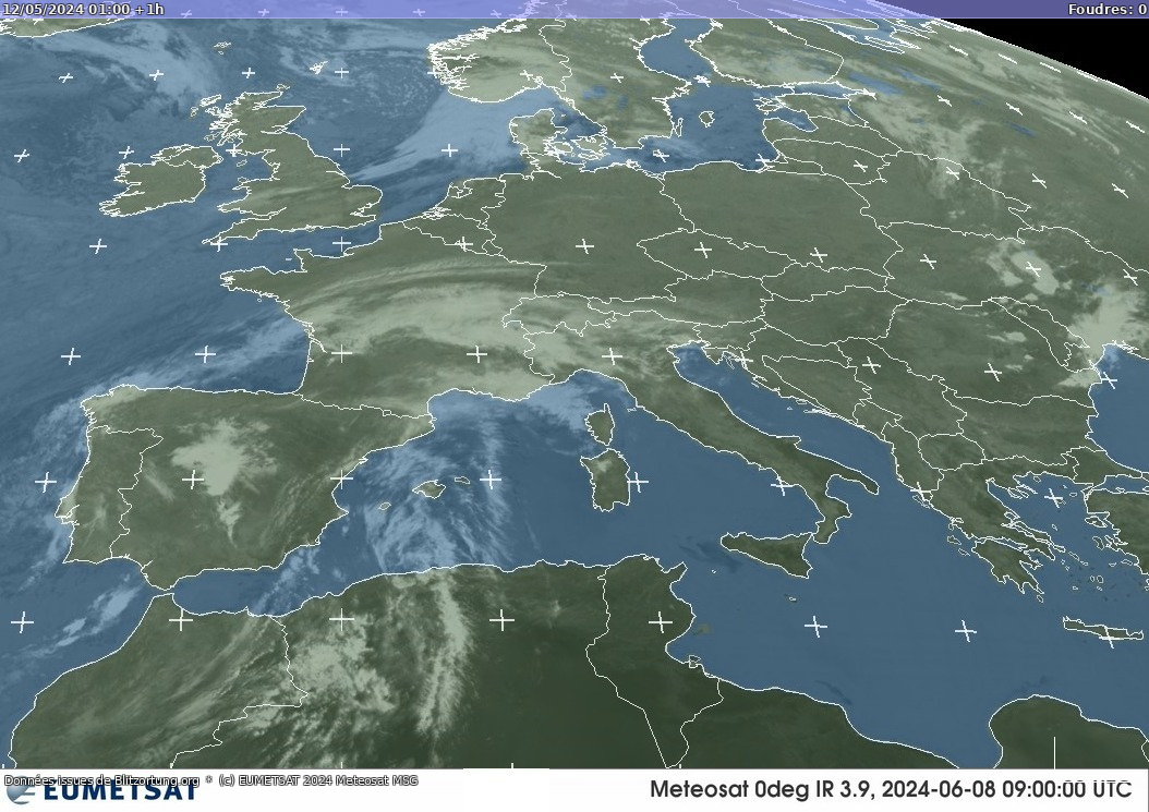 Carte des orages Infra-Rouge 12/05/2024 (Animation)