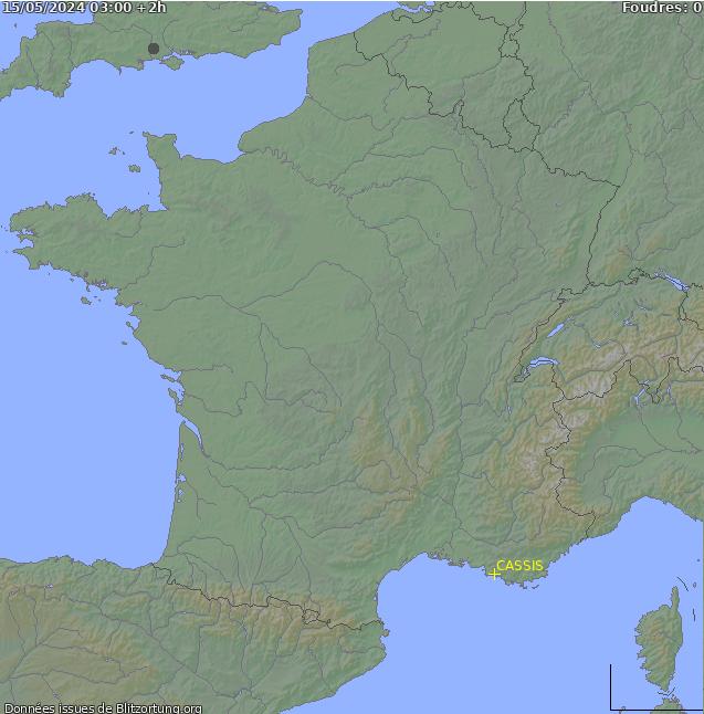 Carte des orages France 15/05/2024 (Animation)