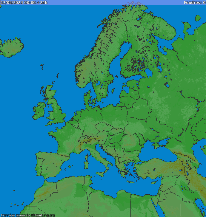 Lightning map Europe 2024-05-17