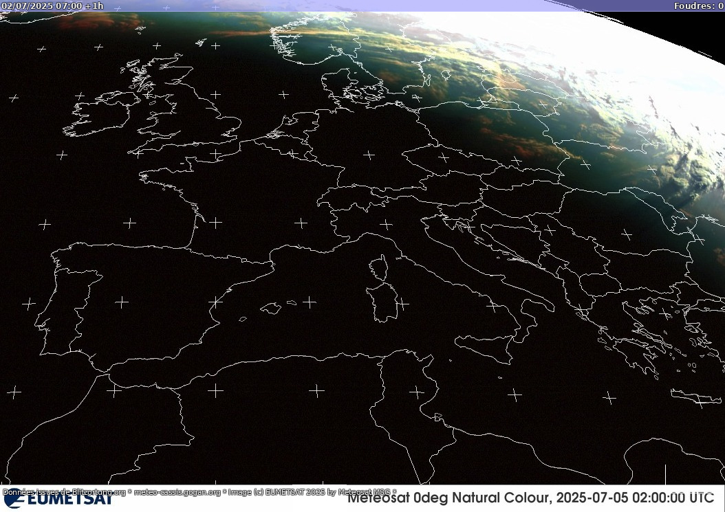 Carte des orages Sat:Europe Visible 02/07/2025 (Animation)