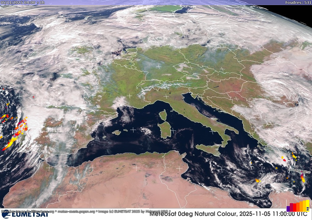 Carte des orages Sat:Europe Visible 05/11/2025 (Animation)
