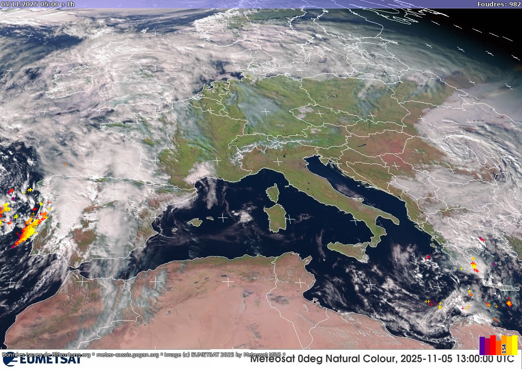 Carte des orages Sat:Europe Visible 05/11/2025 (Animation)