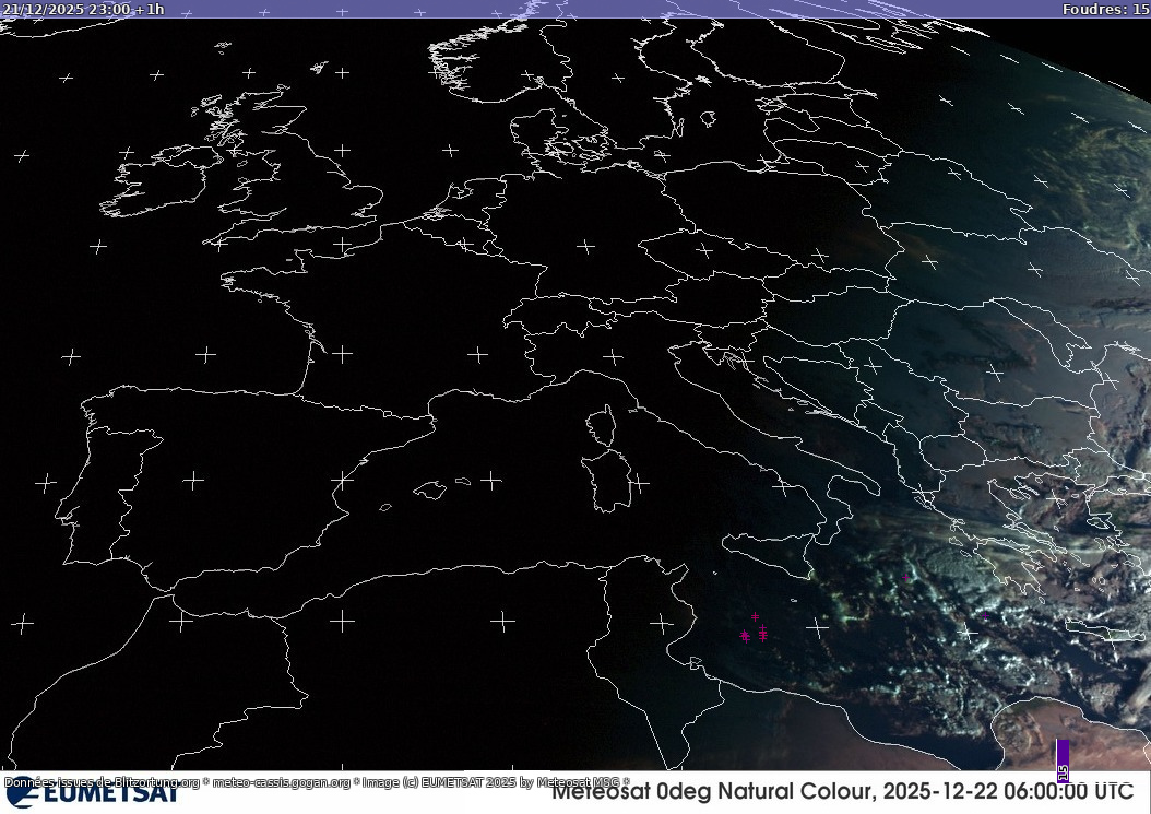 Carte des orages Sat:Europe Visible 22/12/2025 (Animation)