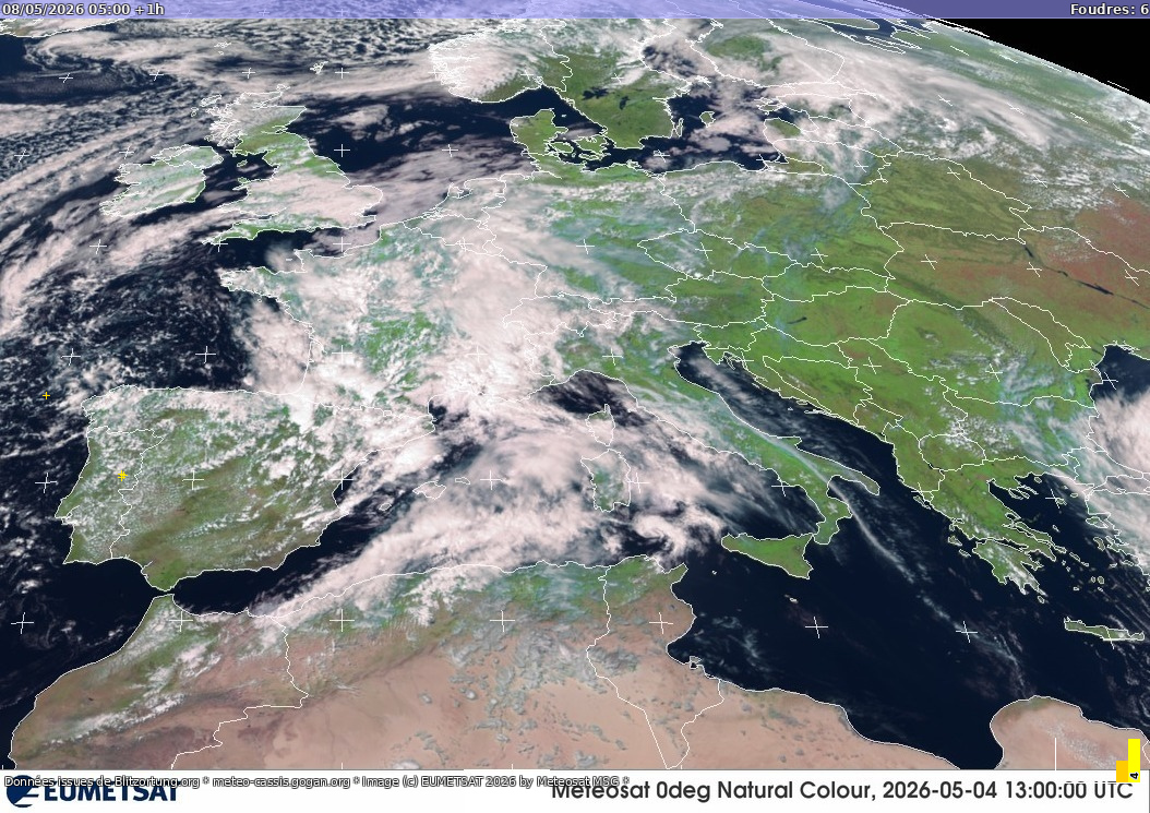 Carte des orages Sat:Europe Visible 08/05/2026 (Animation)
