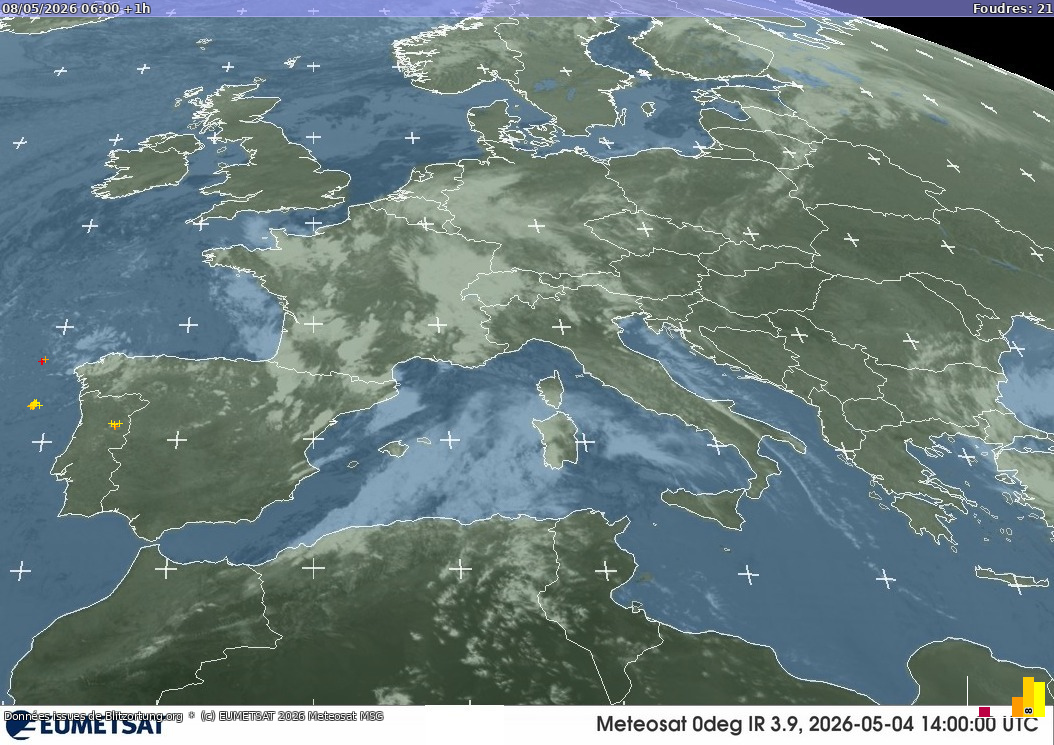 Carte des orages Infra-Rouge 08/05/2026 (Animation)