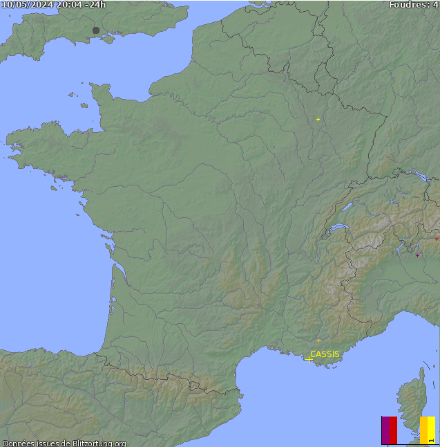 Villámtérkép Franciaország 2024.05.15 10:04:22