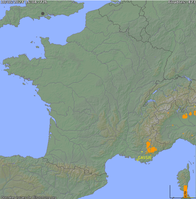 Mappa dei fulmini Francia 28.04.2024 08:04:49