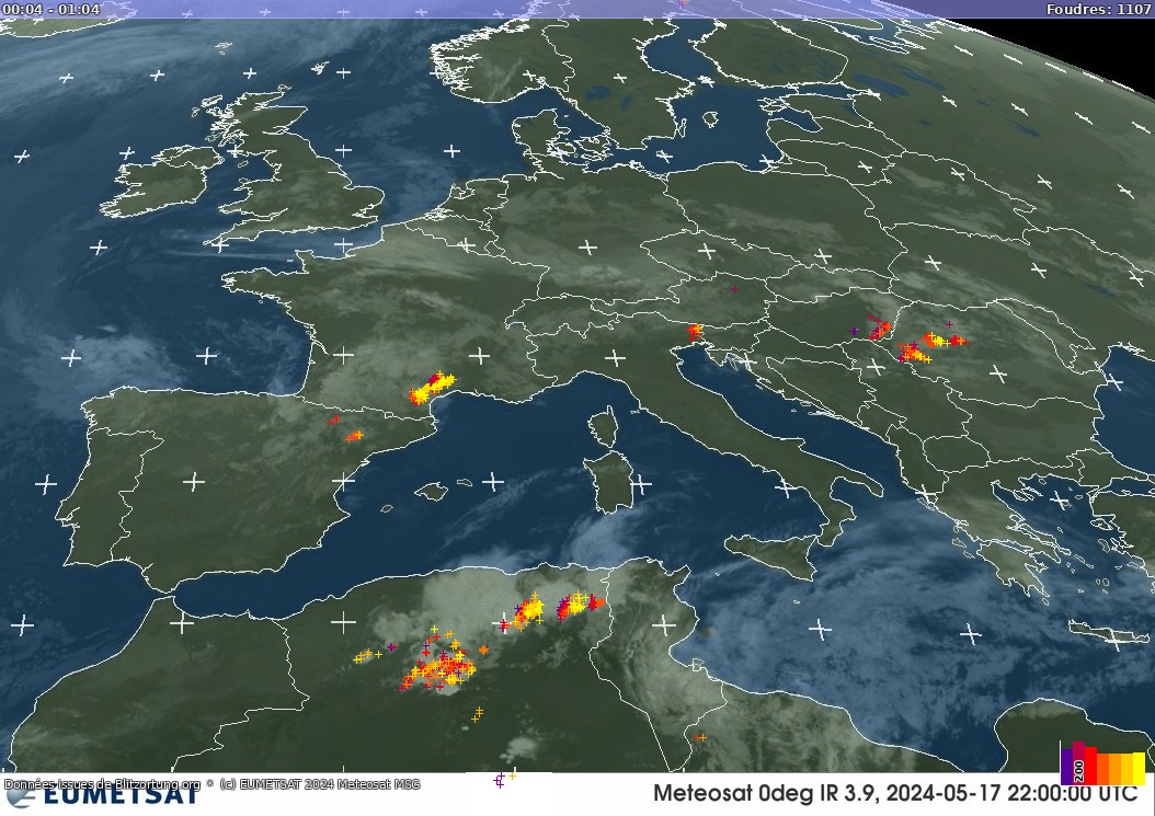 Carte des orages Infra-Rouge 29/04/2024 03:03:40