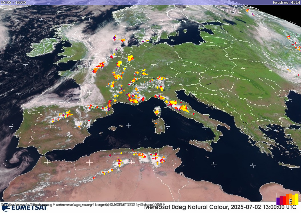 Mappa dei fulmini Sat:Europe Visible 02.07.2025 04:03:43
