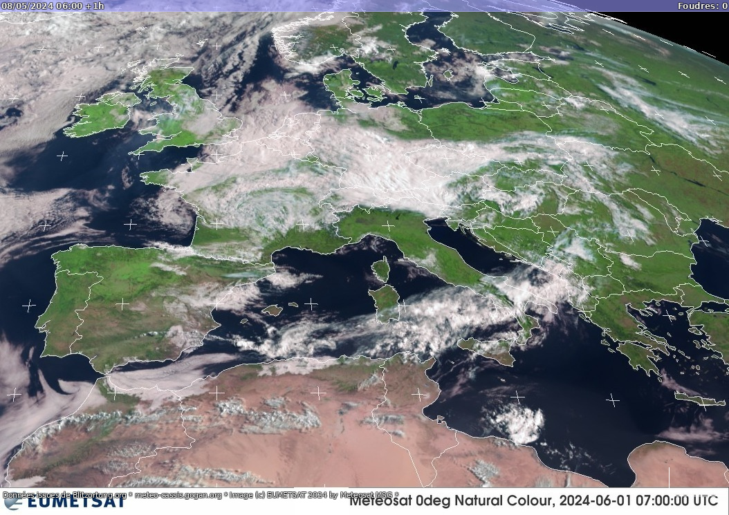 Carte des orages Sat:Europe Visible 08/05/2024 (Animation)